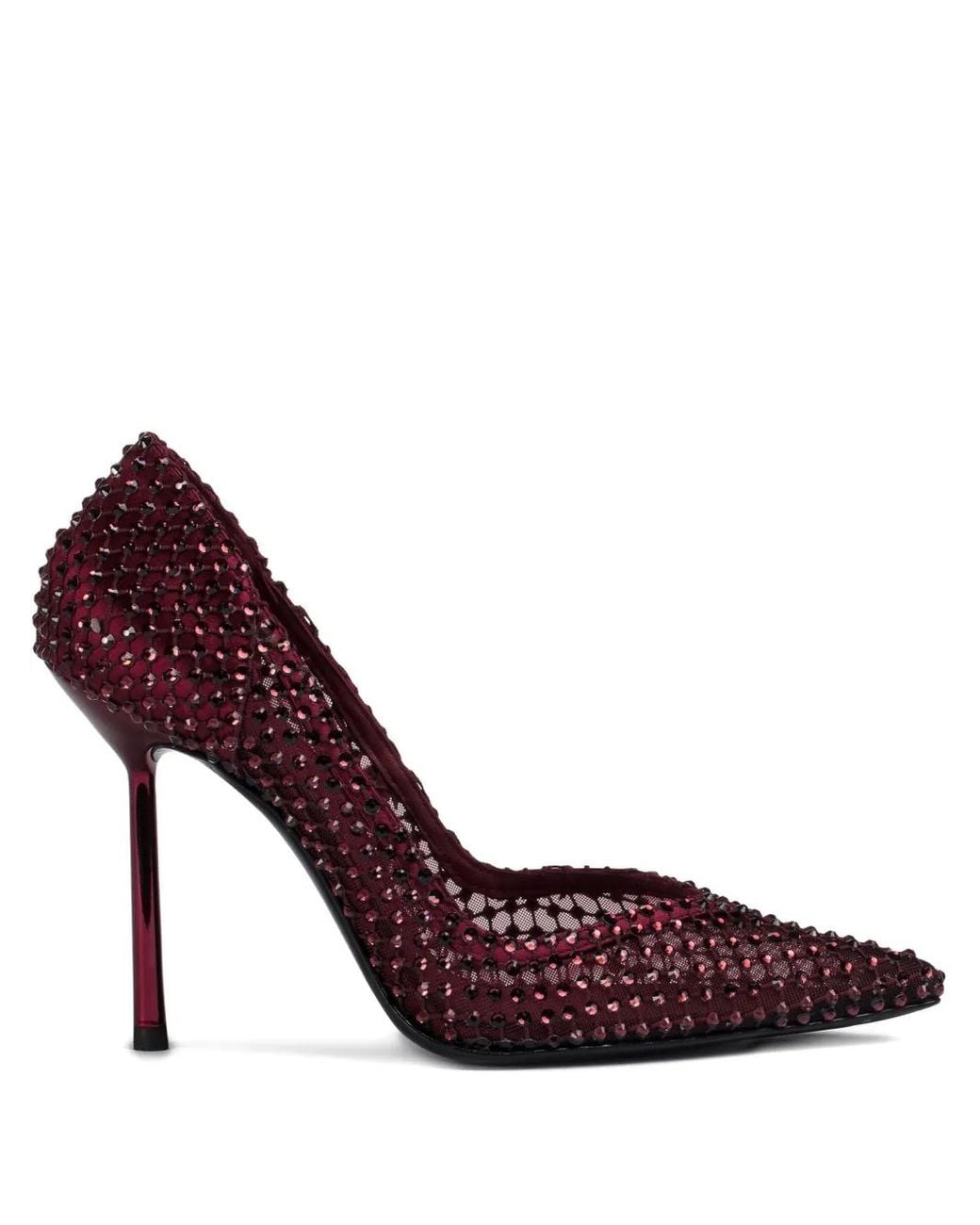 Le Silla Purple Gilda Crystal-Embellished Mesh Pumps