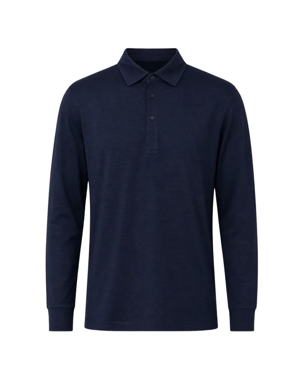 Brunello Cucinelli Blue Linen And Cotton Mélange Jersey Long Sleeve Polo for men