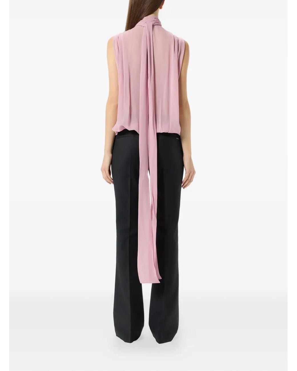 Blumarine Pink Scarf-Detail Wrap Blouse