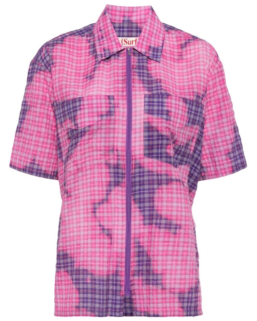 Stockholm Surfboard Club Pink Bleached-Effect Zip-Up Shirt