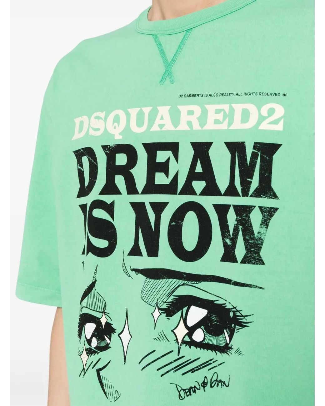DSquared² Green Logo-Print Cotton T-Shirt for men