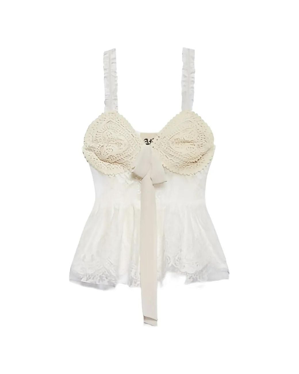 Aniye By White Ruffled Lace Top