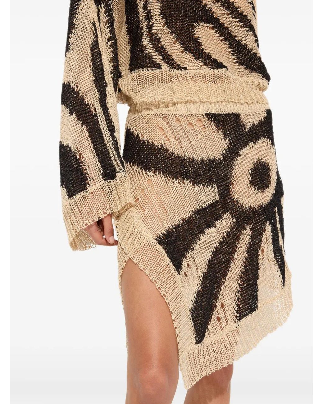 Emilio Pucci White Marmo-Print Linen Asymmetrical Skirt