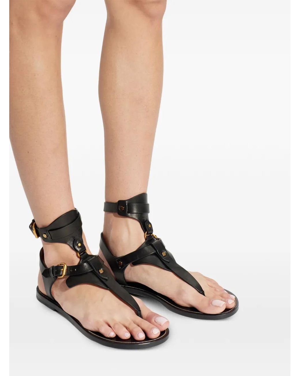 Isabel Marant Black Sandales Eveena En Cuir À Boucle