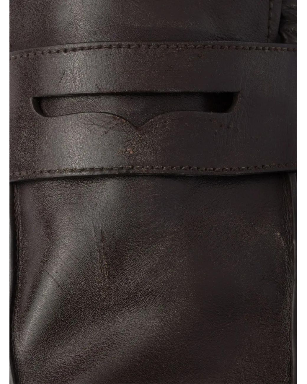 Prada Black Shuffle Antiqued Leather Loafers for men