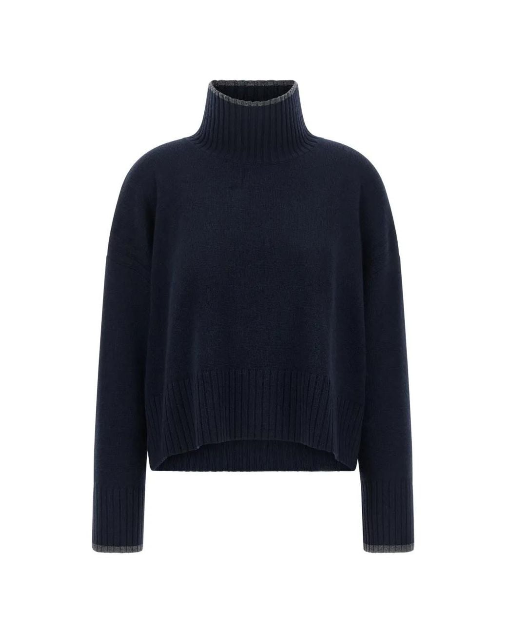 Pinko Blue Wool And Cashmere Turtleneck Sweater