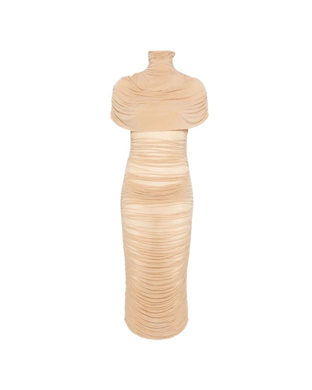 Magda Butrym White Cape-Effect Draped Midi Dress