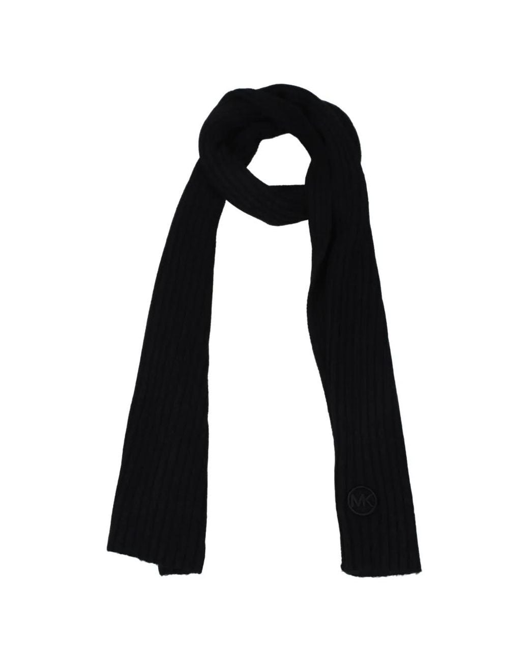 Michael Kors Black Ribbed Logo-Patch Scarf