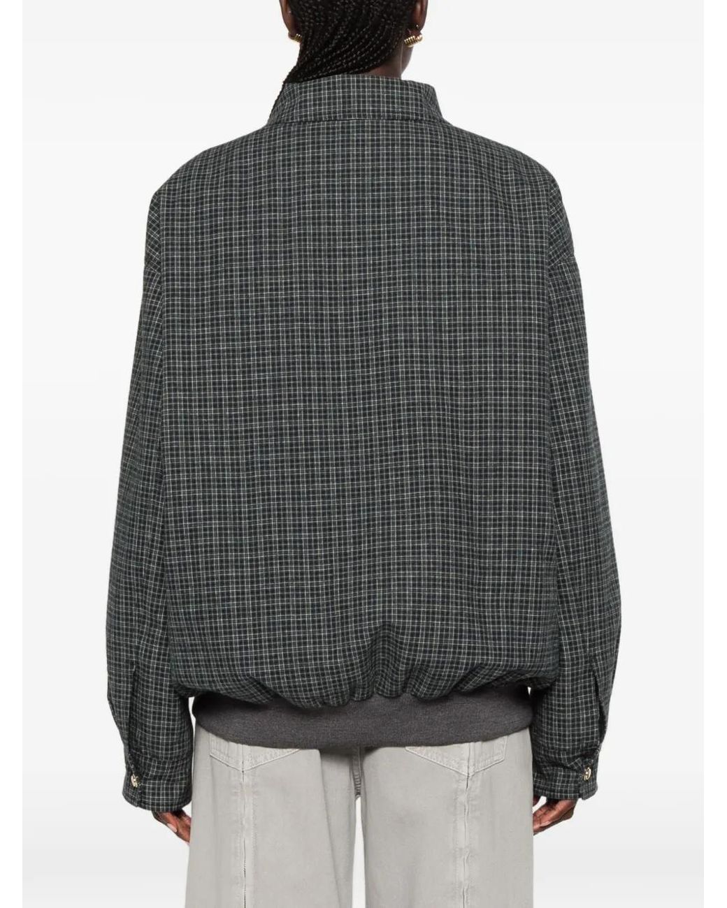 Miu Miu Green Checked Flannel Blouson Jacket