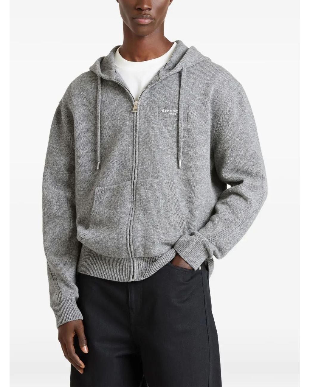 Givenchy Gray Couture Seam Zipped Hoodie for men