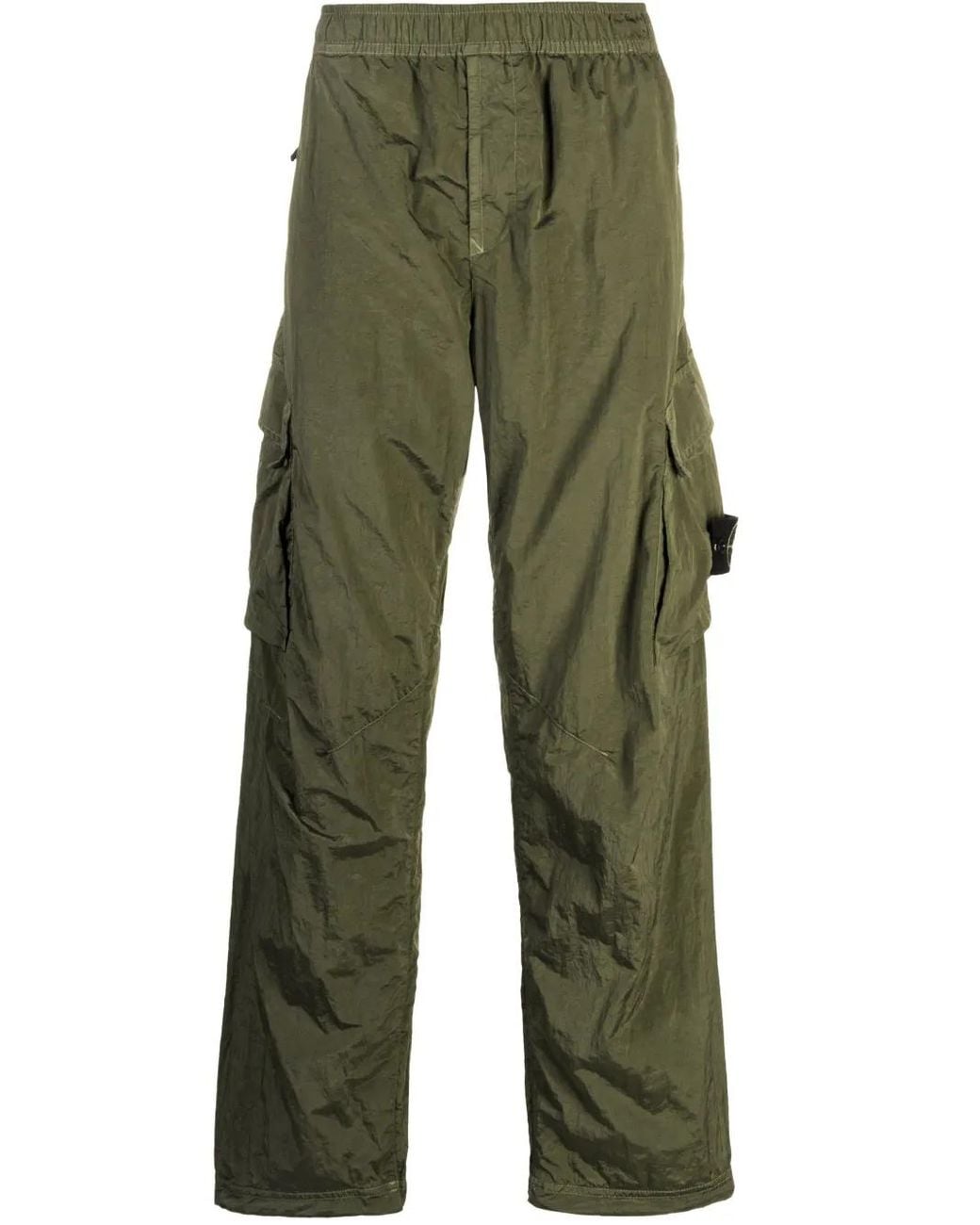 Stone Island Green Compass-Patch Cargo Trousers for men
