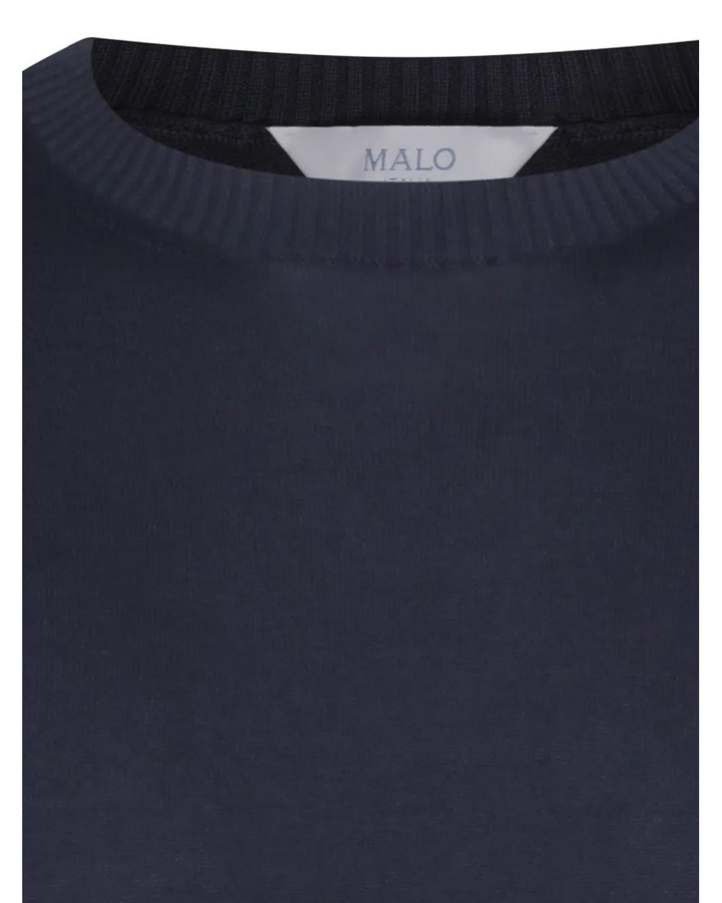 Malo Blue Ribbed Crewneck Sweater for men