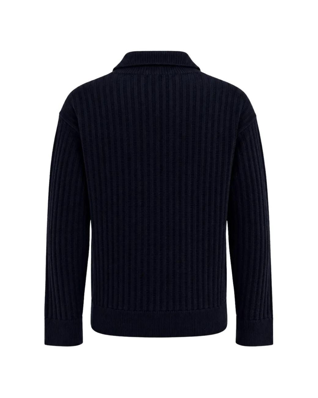 Franzese Collection Blue Wool Polo-Collar Sweater for men