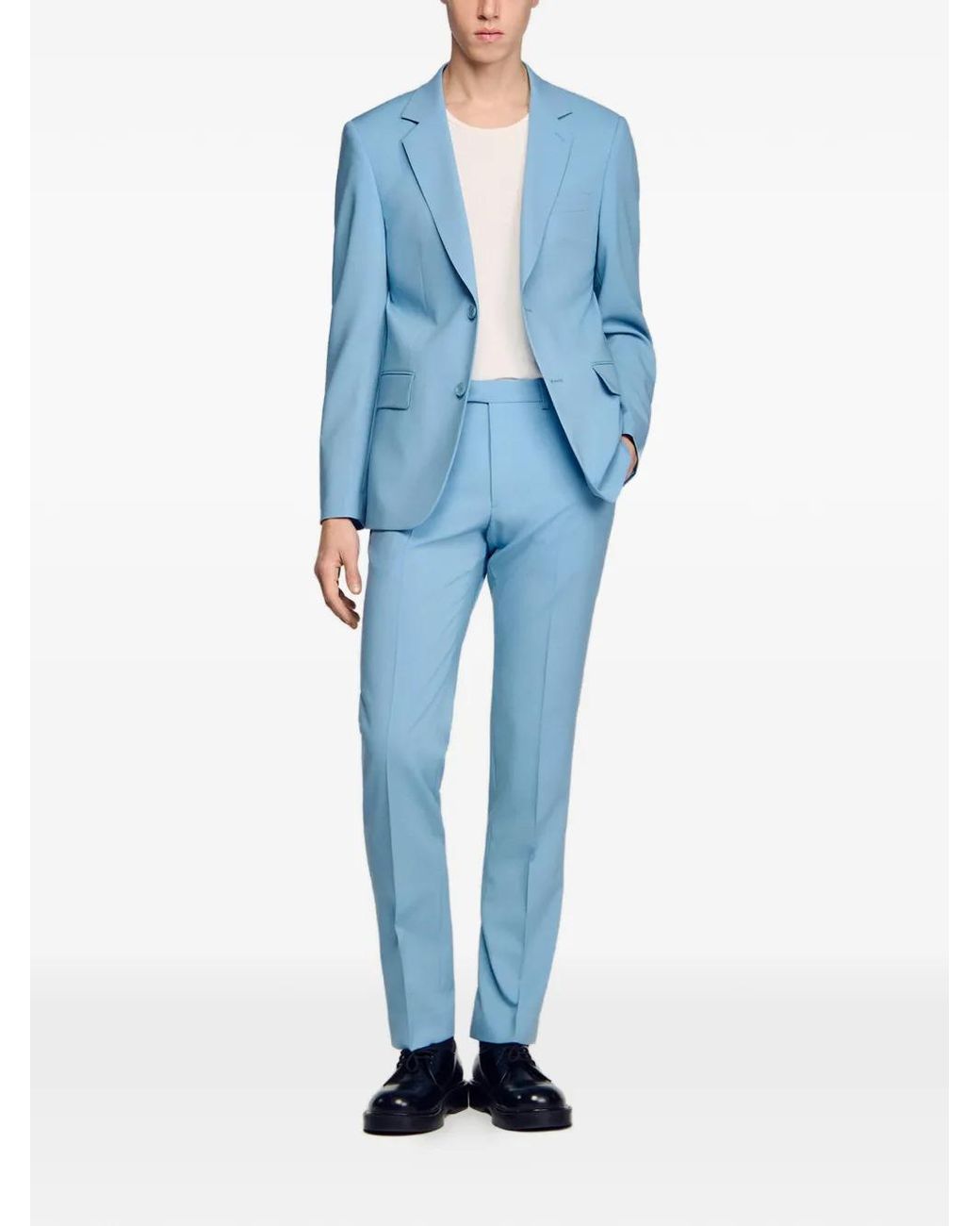 Sandro Blue Wool Suit Jacket for men