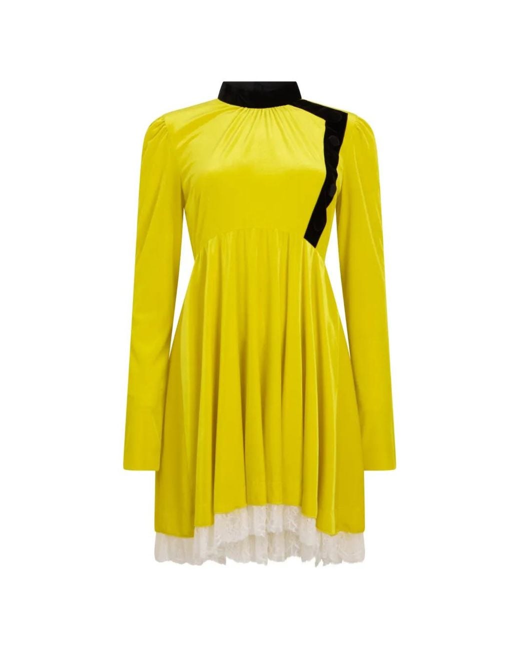 Philosophy Di Lorenzo Serafini Yellow Lace-Trim Mini Dress
