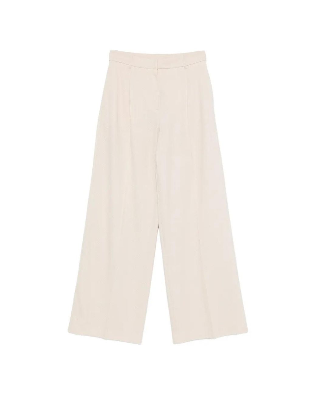 Max Mara White Textured Wide Leg Trousers