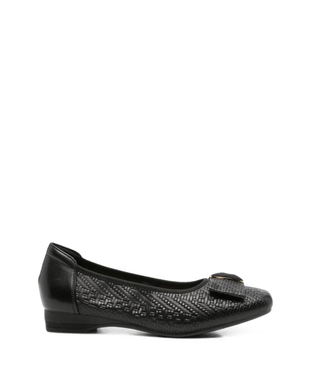 Linda Baumann Black Bow-Detail Ballet Flats