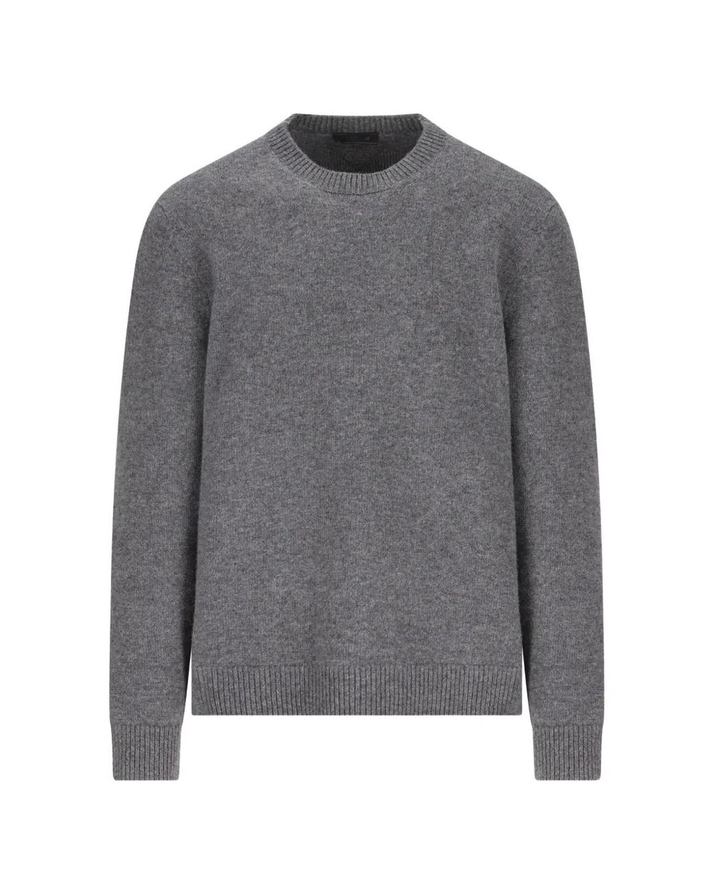 Prada Gray Elbow-Patch Wool Sweater for men