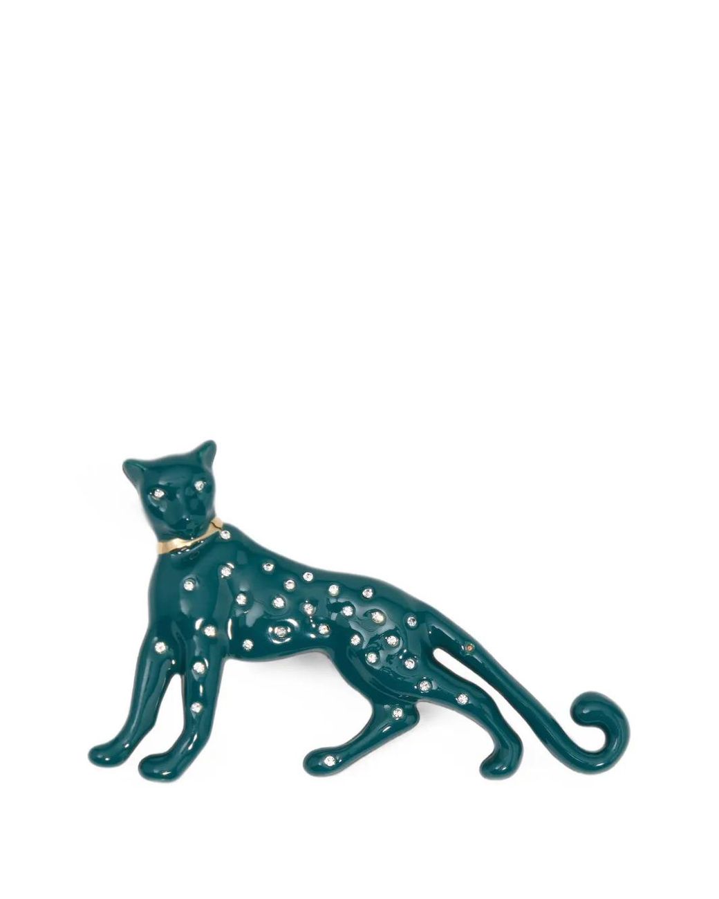 Bimba Y Lola Blue Enameled Panther Brooch With Crystals
