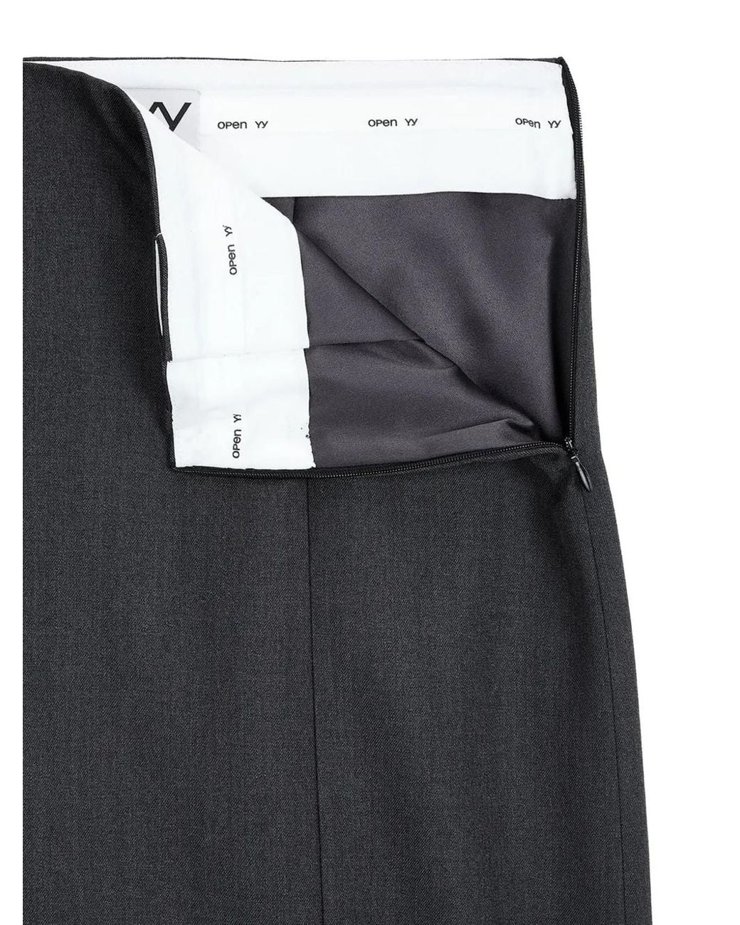 OPEN YY Black Belt-Loops Slit-Detail Midi Skirt