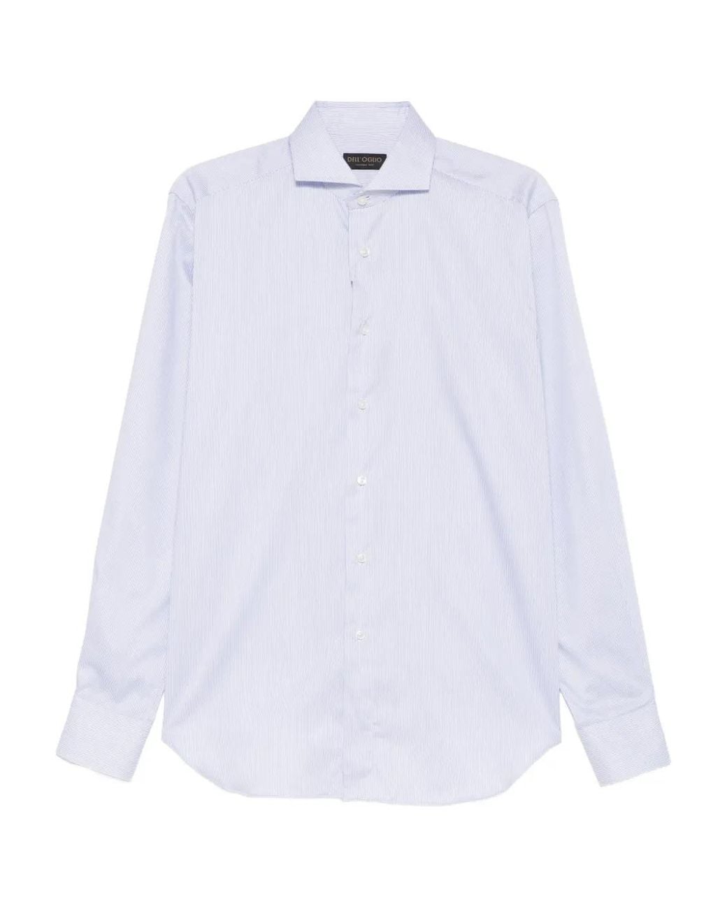 Dell'Oglio White Striped Button Shirt for men