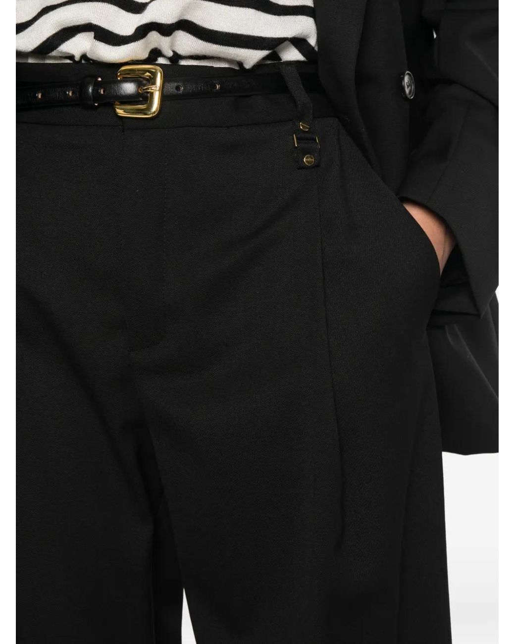 Elisabetta Franchi Black Cool Wool Bermuda Shorts