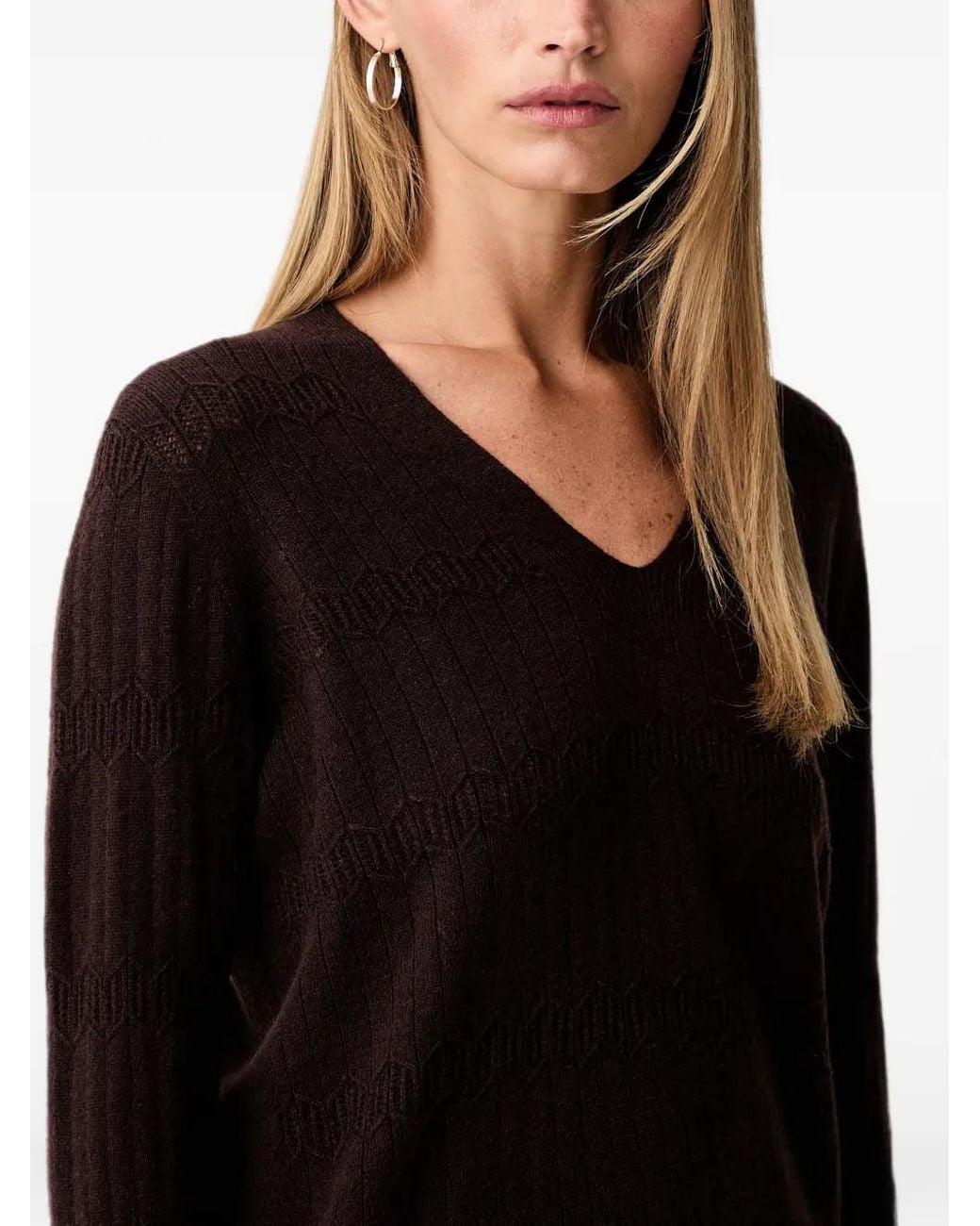 Twinset Black Chevron-Knit V-Neck Sweater