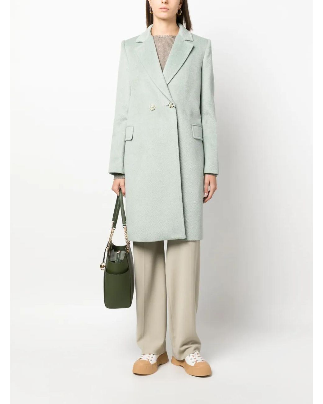 Twinset Blue Double-Breasted Midi Coat