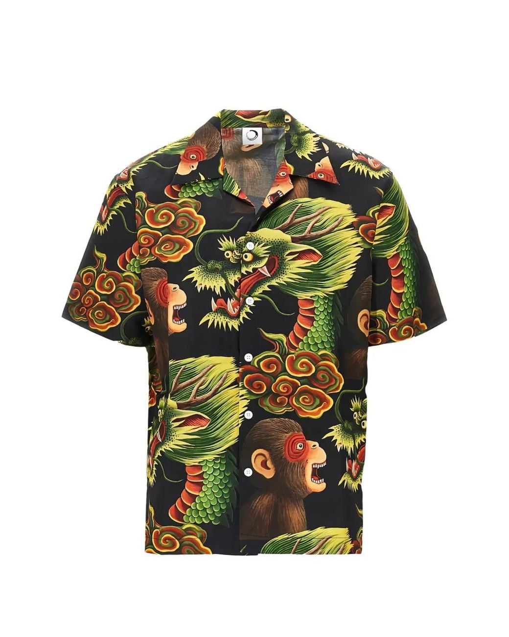 Endless Joy Green Monkey Dragon Printed Shirt for men