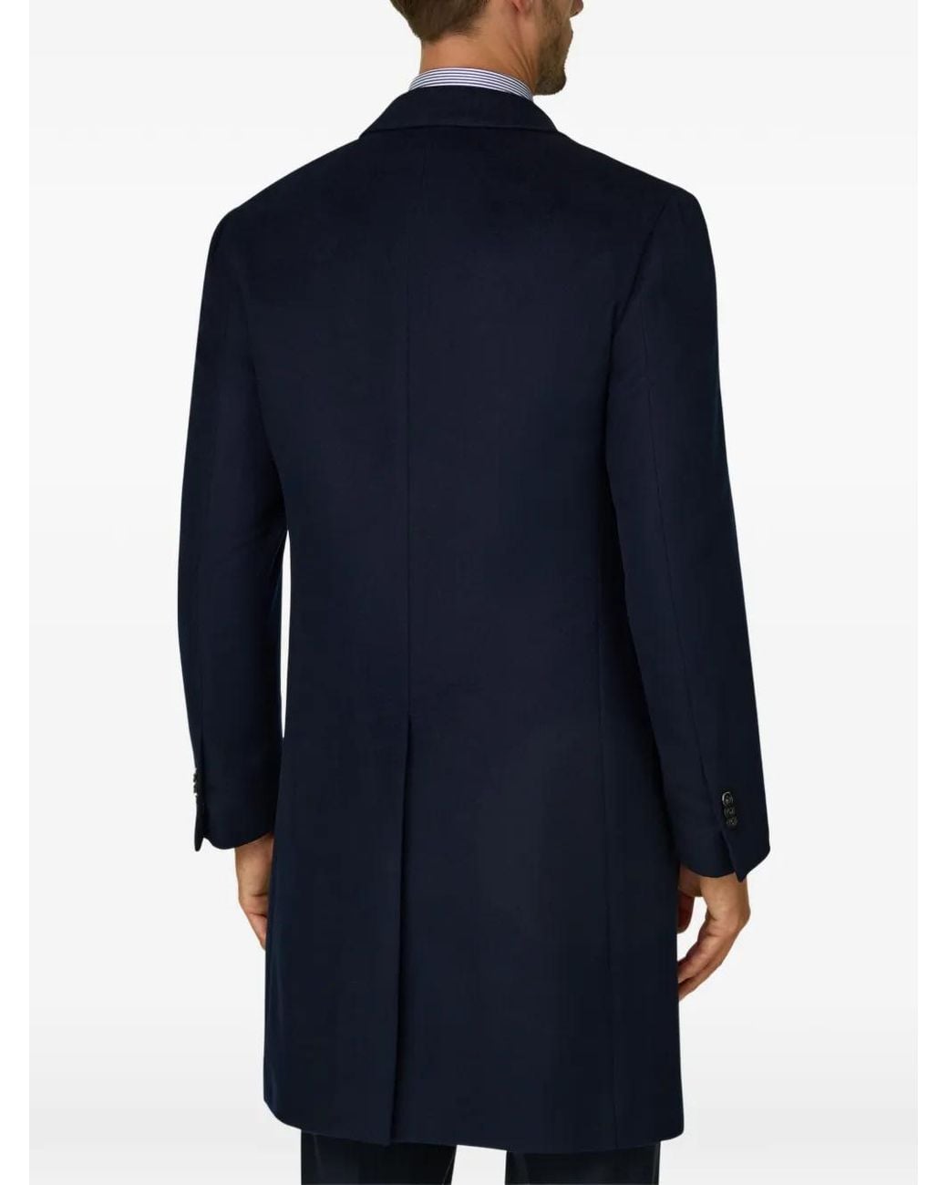 Boggi Blue Single-Breasted Wool Coat for men