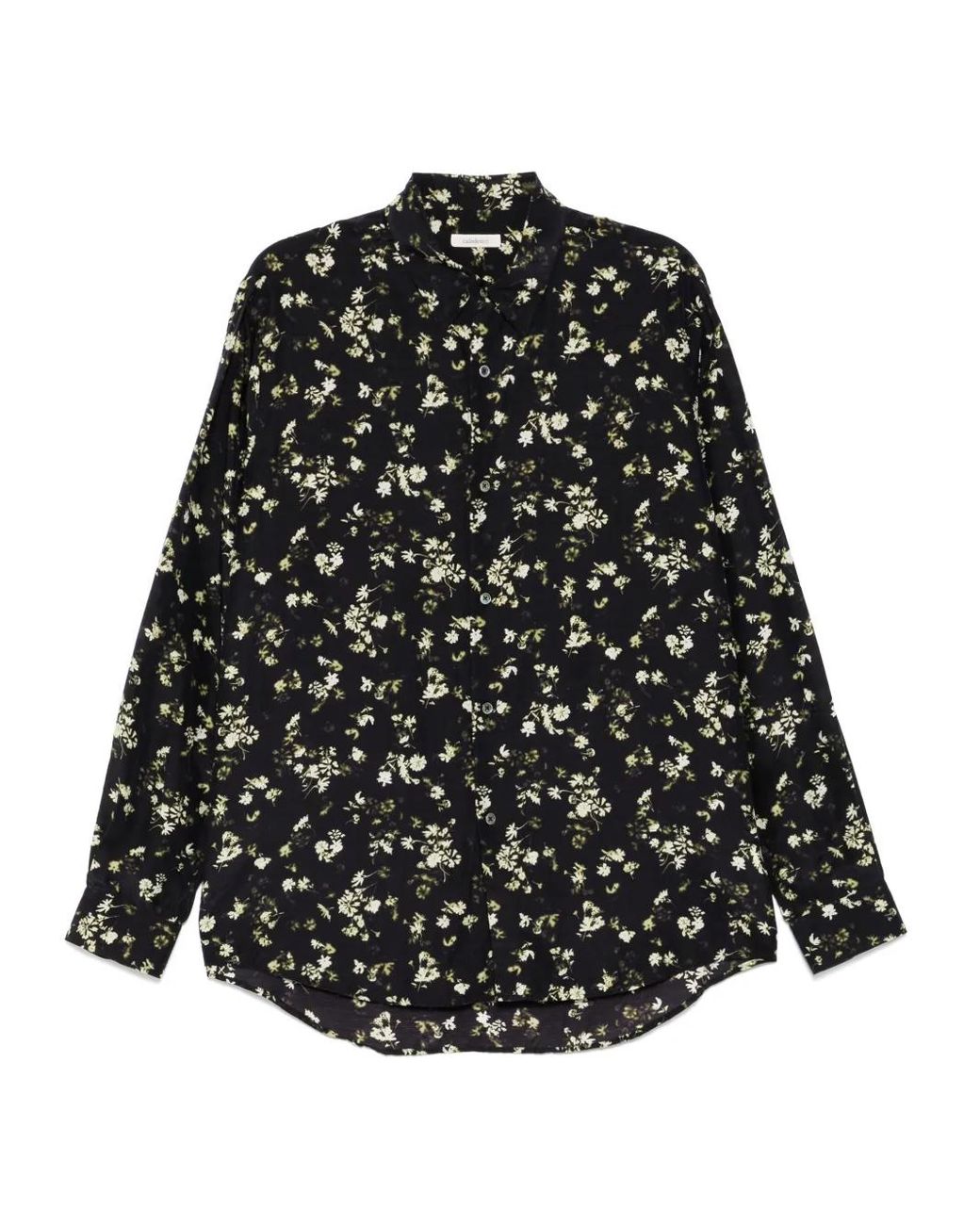 CALMLENCE Black Flower-Print Shirt for men