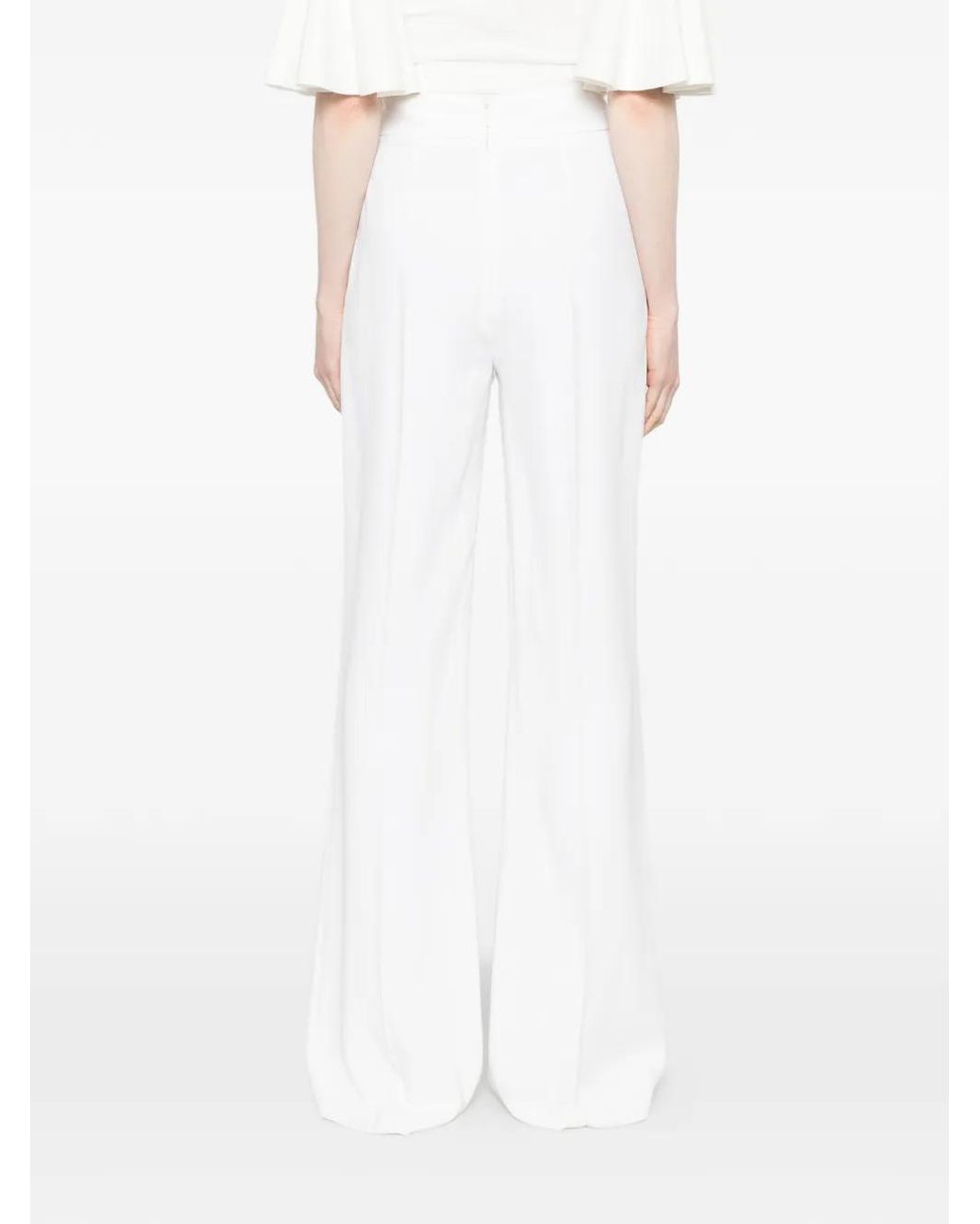 Pinko White Buttoned Straight Trousers
