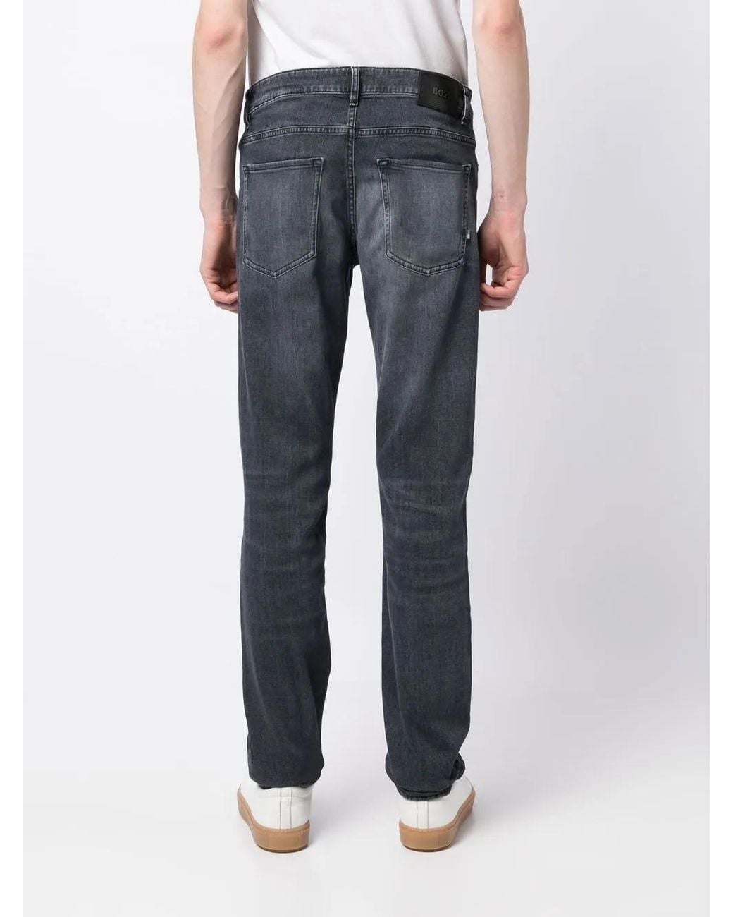 Boss Blue Cashmere-touch Slim Fit Jeans for men