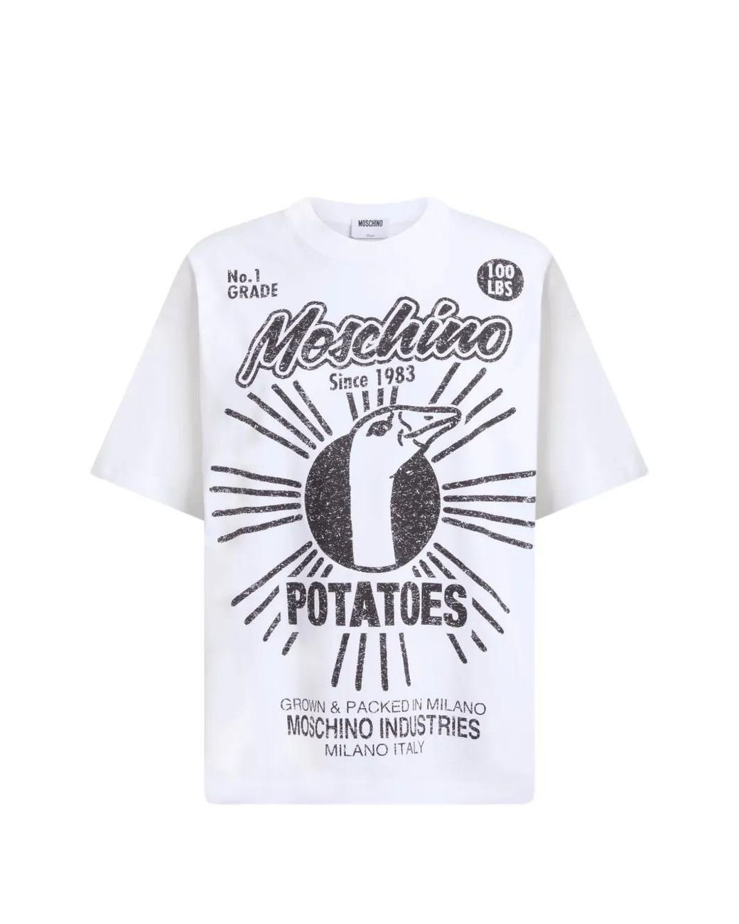 Moschino White Printed Organic Cotton Jersey T-Shirt