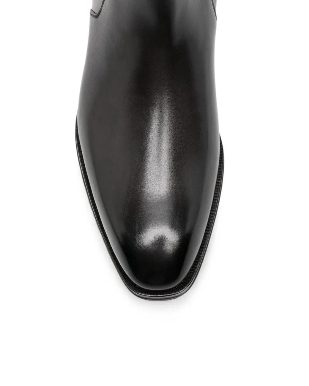 Tom Ford Black Burnished Leather Elkan Zip Boots for men