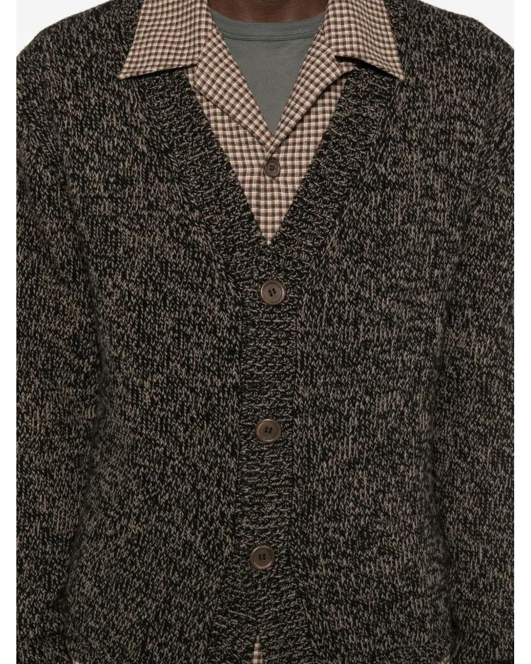 Our Legacy Black Academy V-Neck Button-Up Cardigan for men