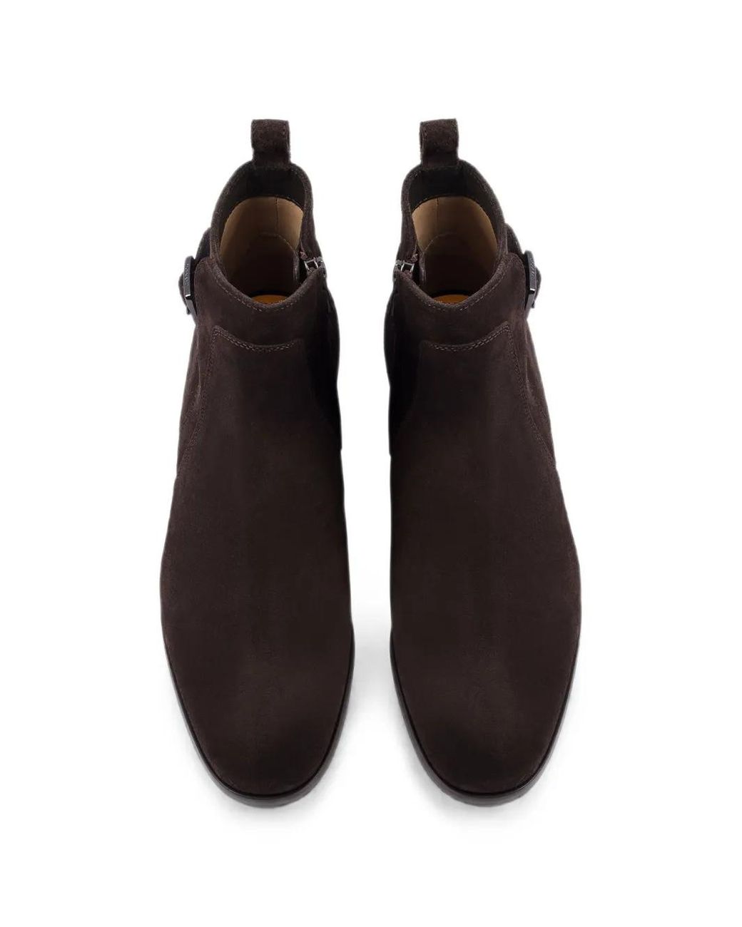 Doucal's Black Buckle-Strap Suede Ankle Boots