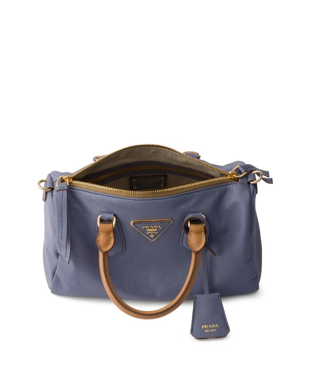 Prada Blue Small Leather Top-Handle Bag