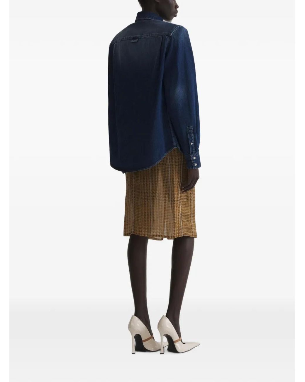 Mugler Blue Washed Denim Power Shirt