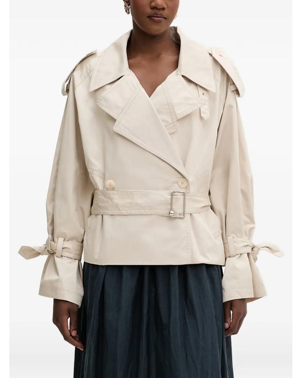 Isabelle Blanche Natural Cropped Trench Coat