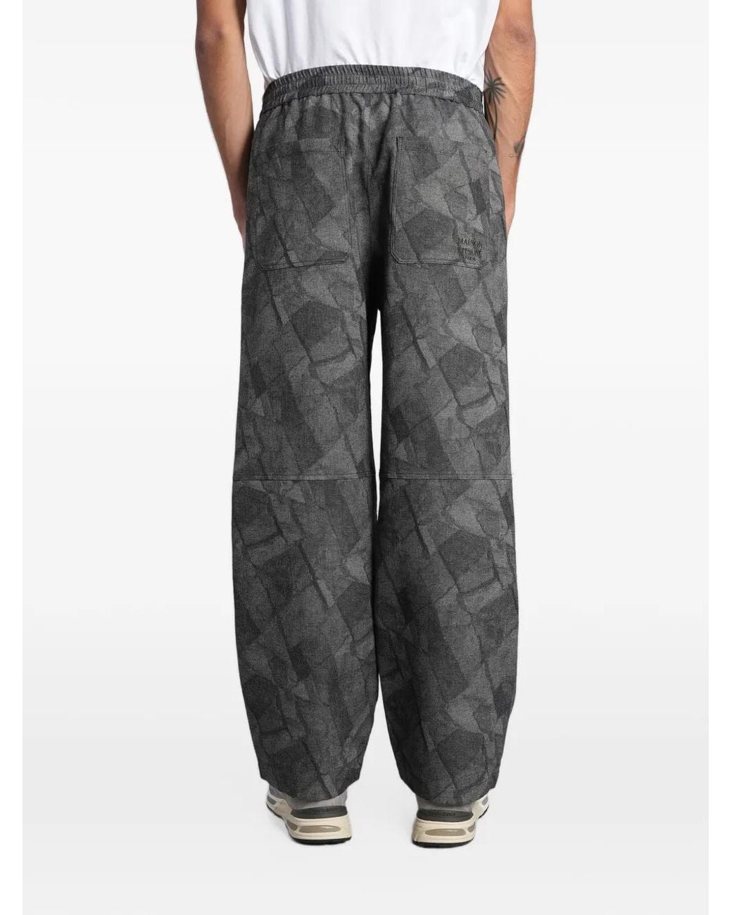 Maison Kitsuné Gray Abstract-Print Cargo Pants for men