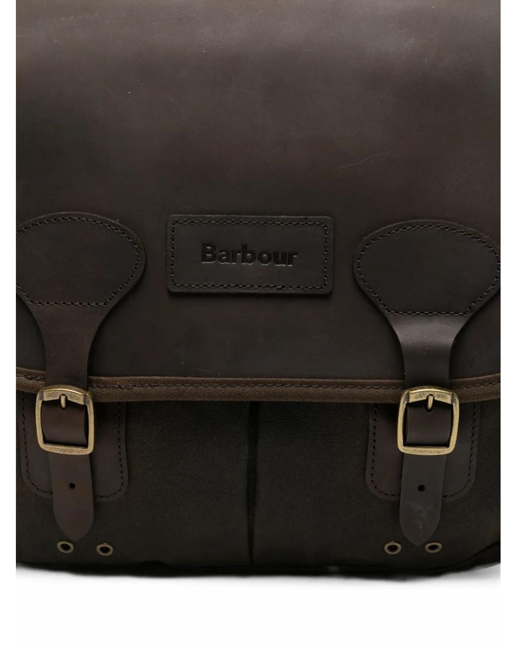Barbour Black Buckle-Fastening Leather Messenger Bag for men