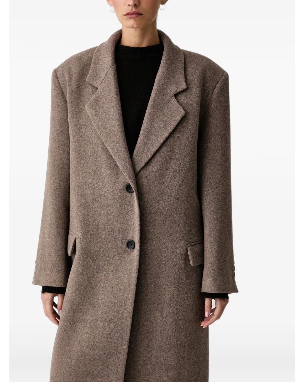 ELEH Brown Single-Breasted Buttoned Coat
