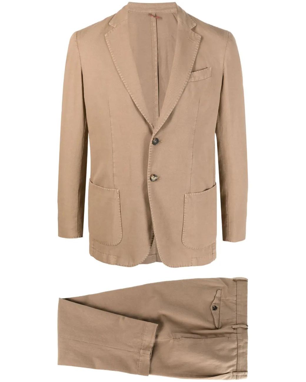Dell'Oglio Natural Single-Breasted Cotton-Linen Suit for men