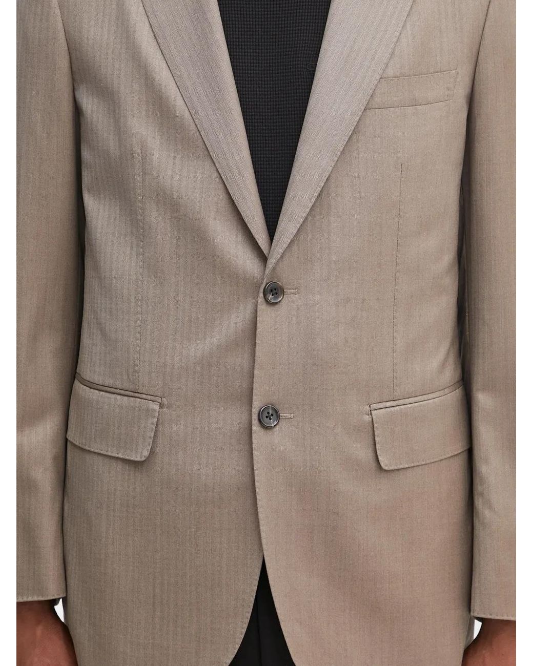 Wacko Maria Natural Herringbone Buttoned Blazer for men