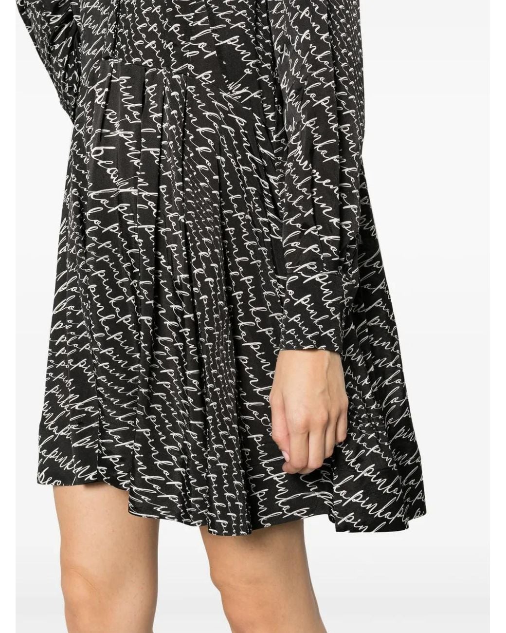 Pinko Gray Asterix Logo-Print Shirtdress