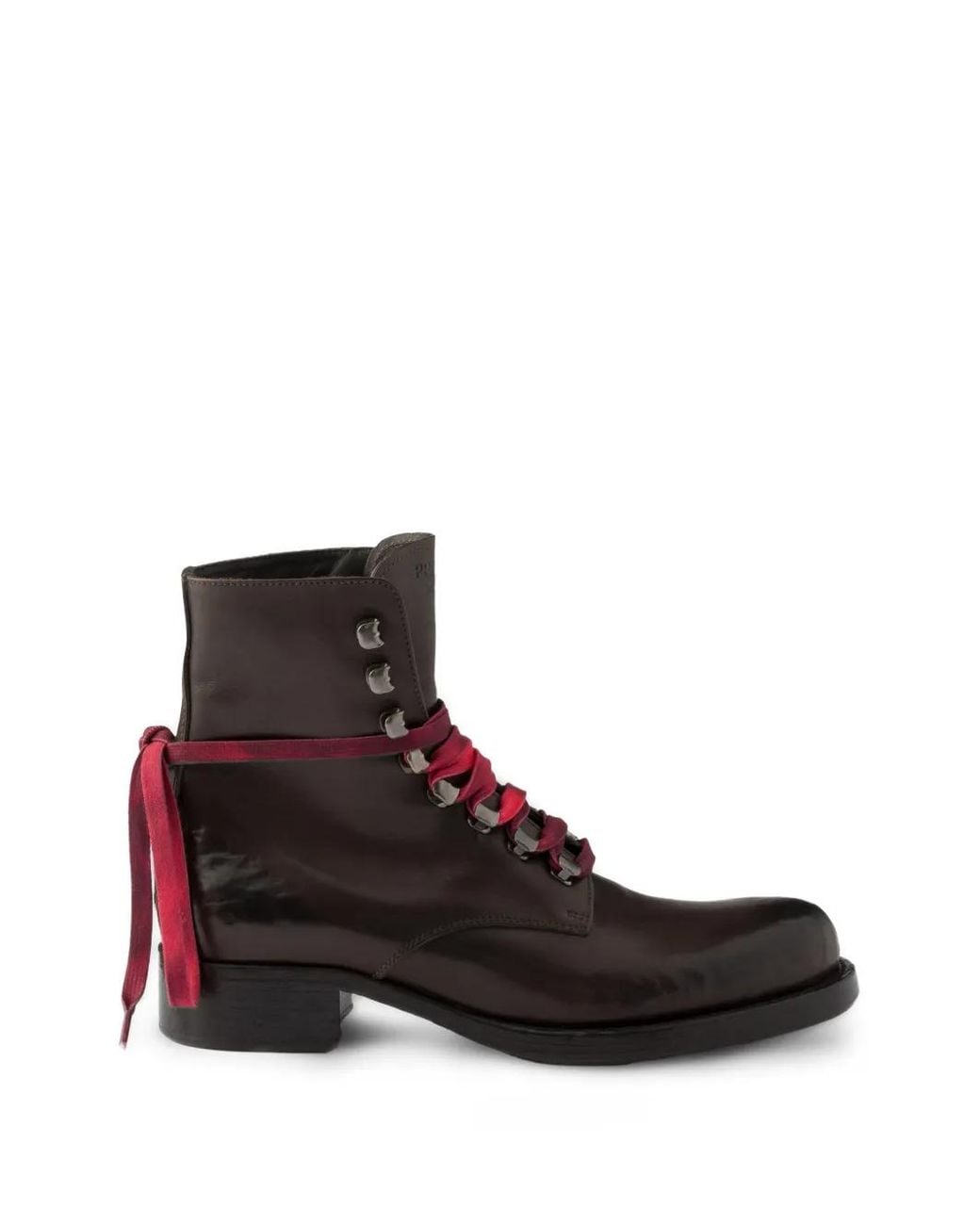 Prada Brown Leather Laced Booties