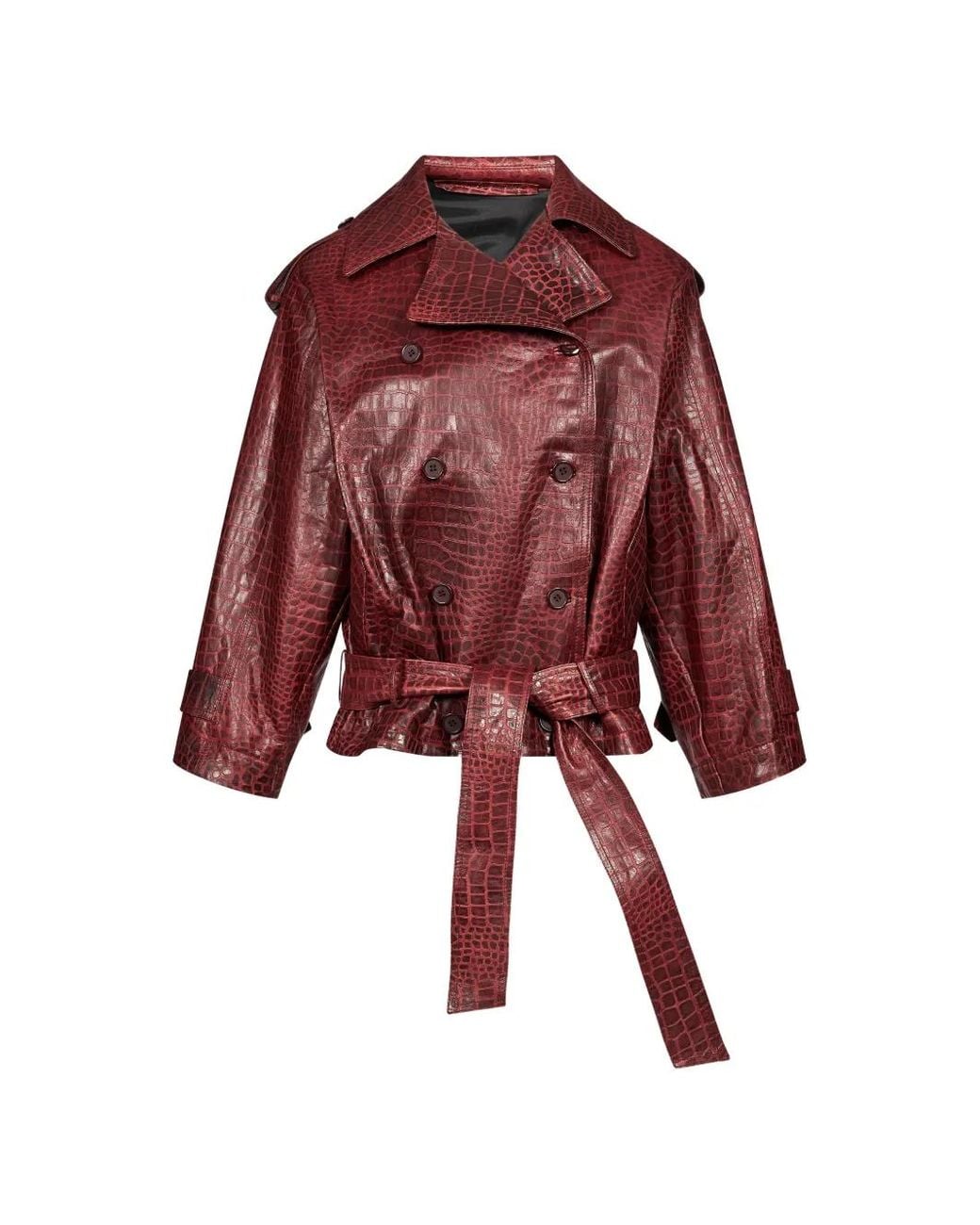 Salvatore Santoro Red Crocodile-Effect Double-Breasted Jacket
