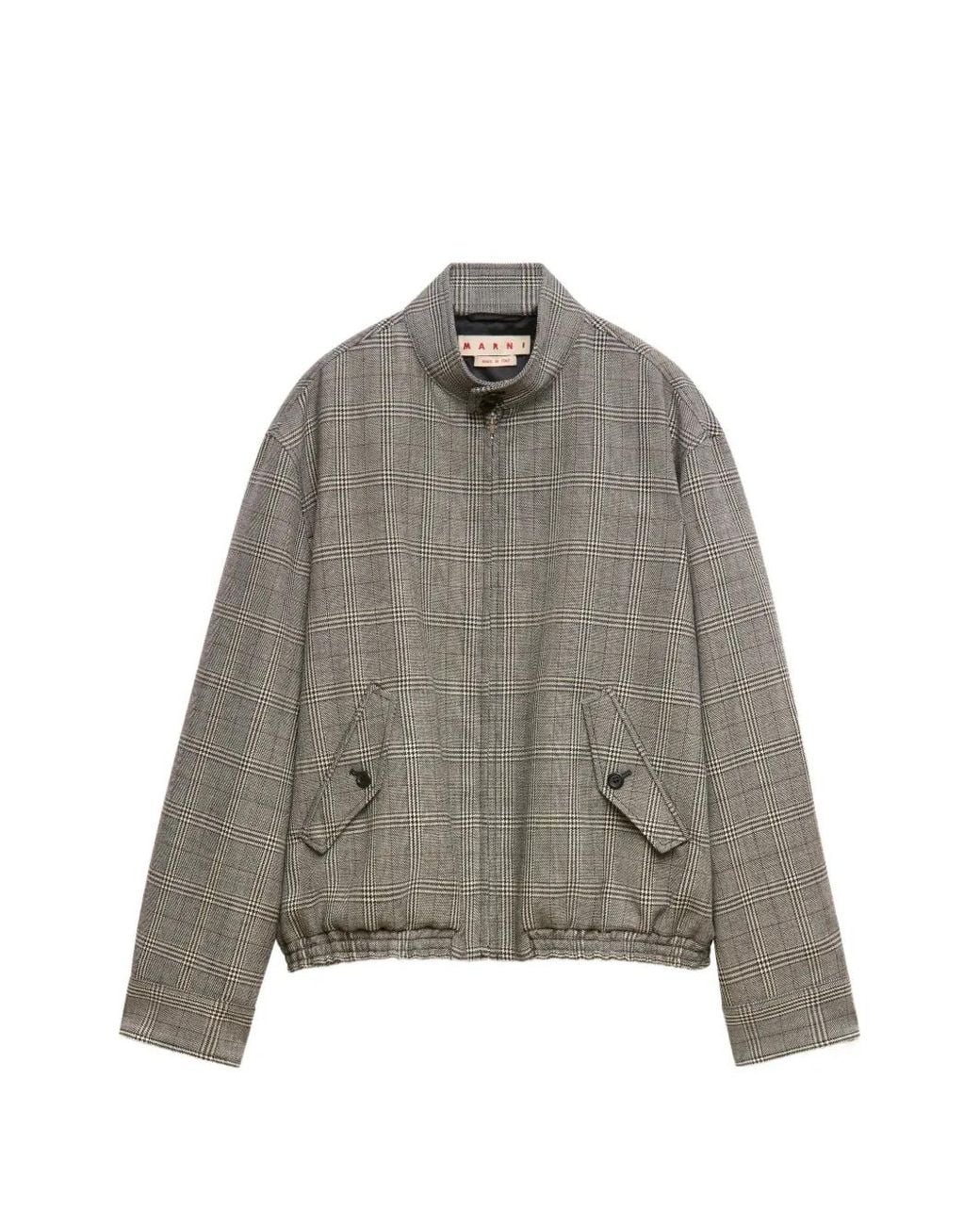 Marni Gray Check-Pattern Virgin Wool Jacket for men