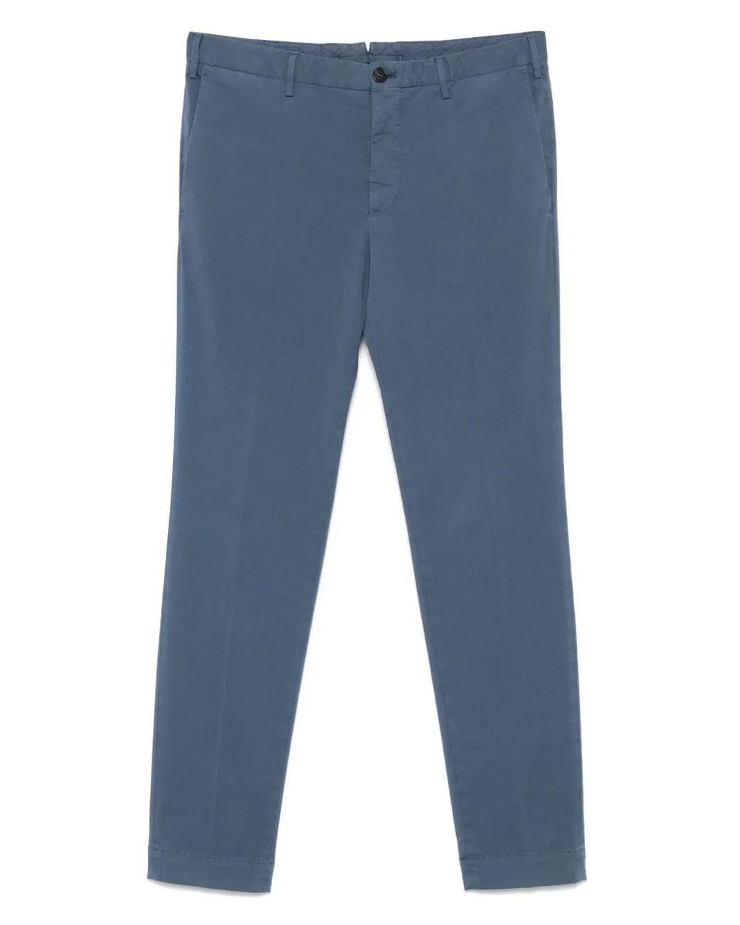 Incotex Blue Stretch-Cotton Trousers for men